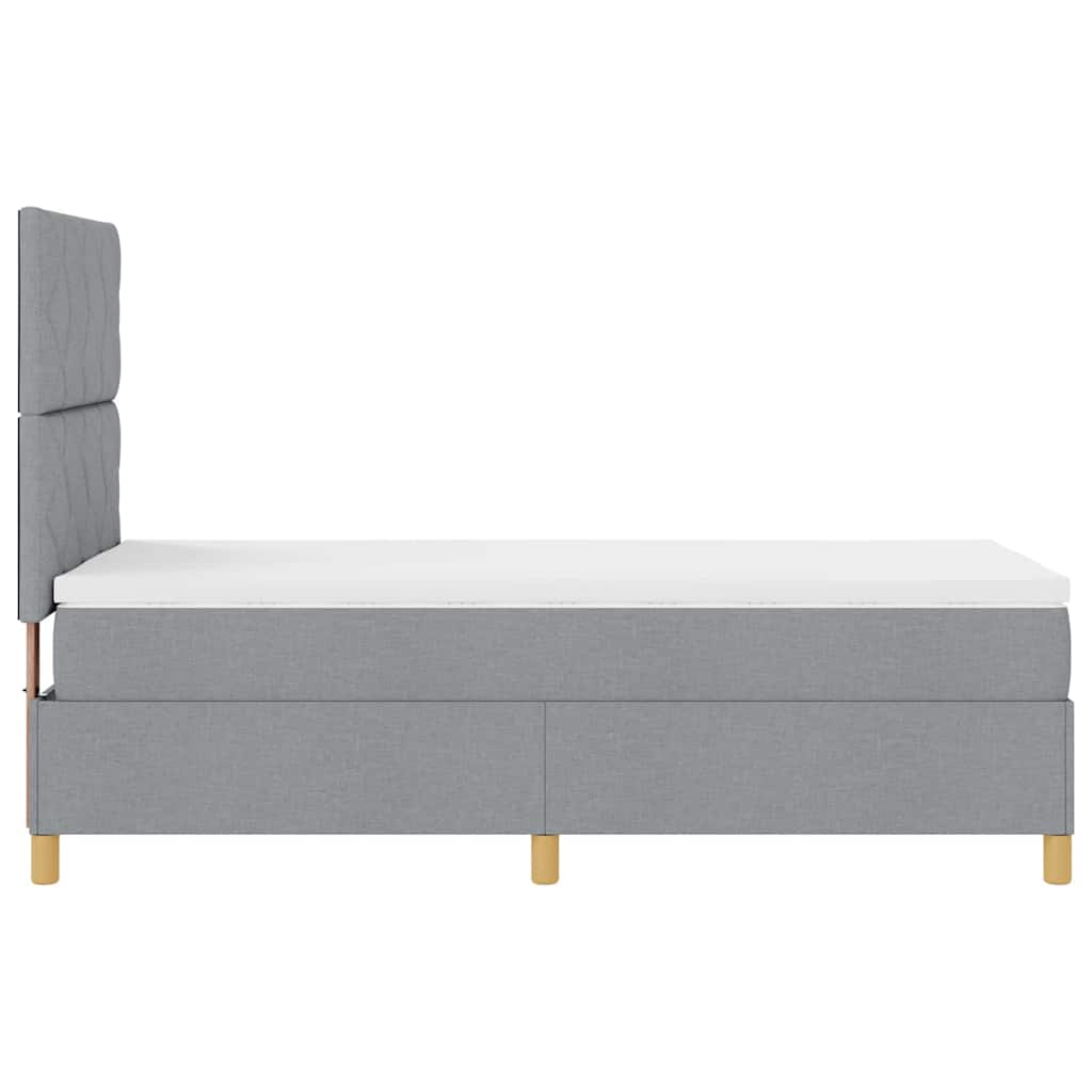 Boxrugós ágy fejtámlával Világosszürke 90 x 200 cm szövet