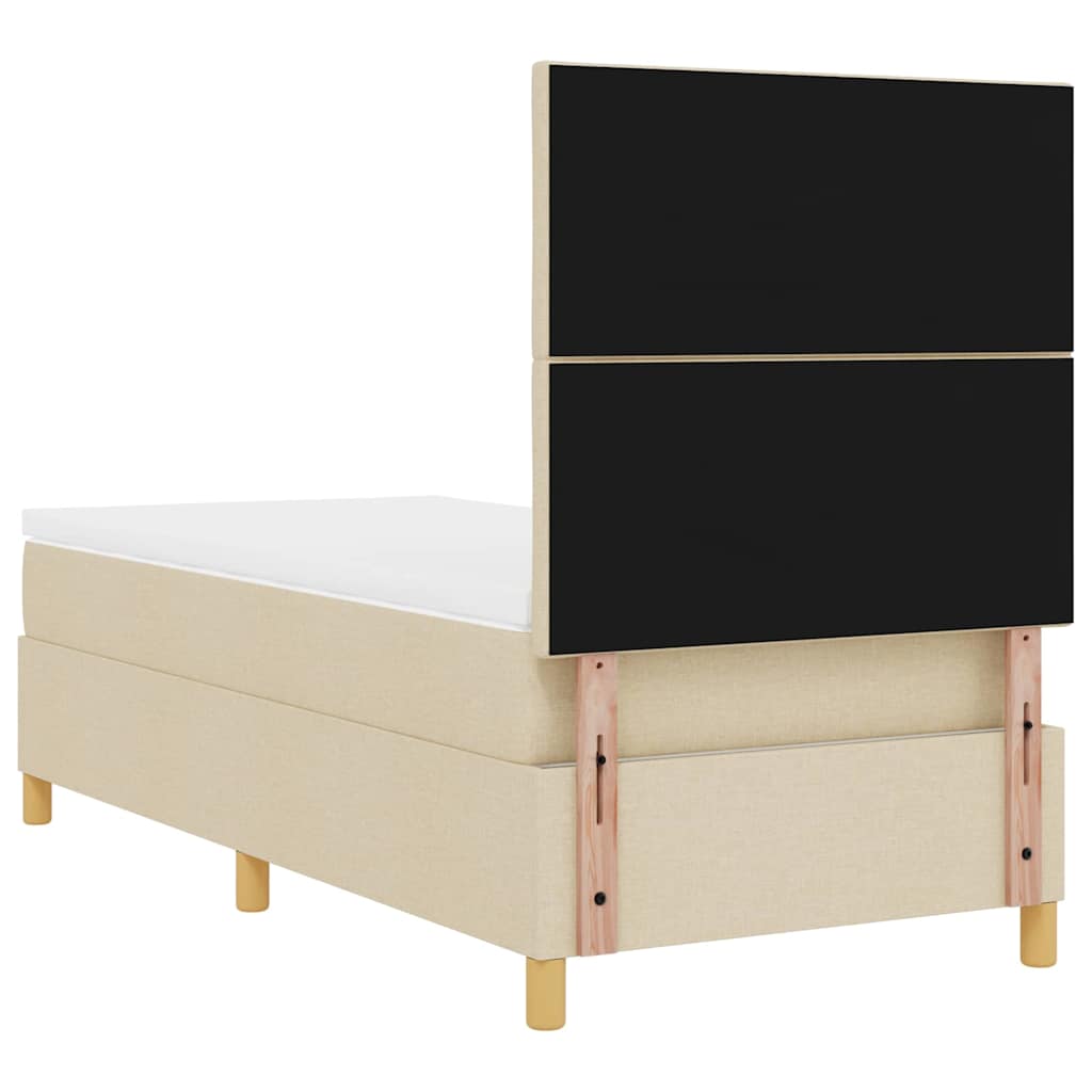 Boxrugós ágy fejtámlával Krém 90 x 200 cm szövet