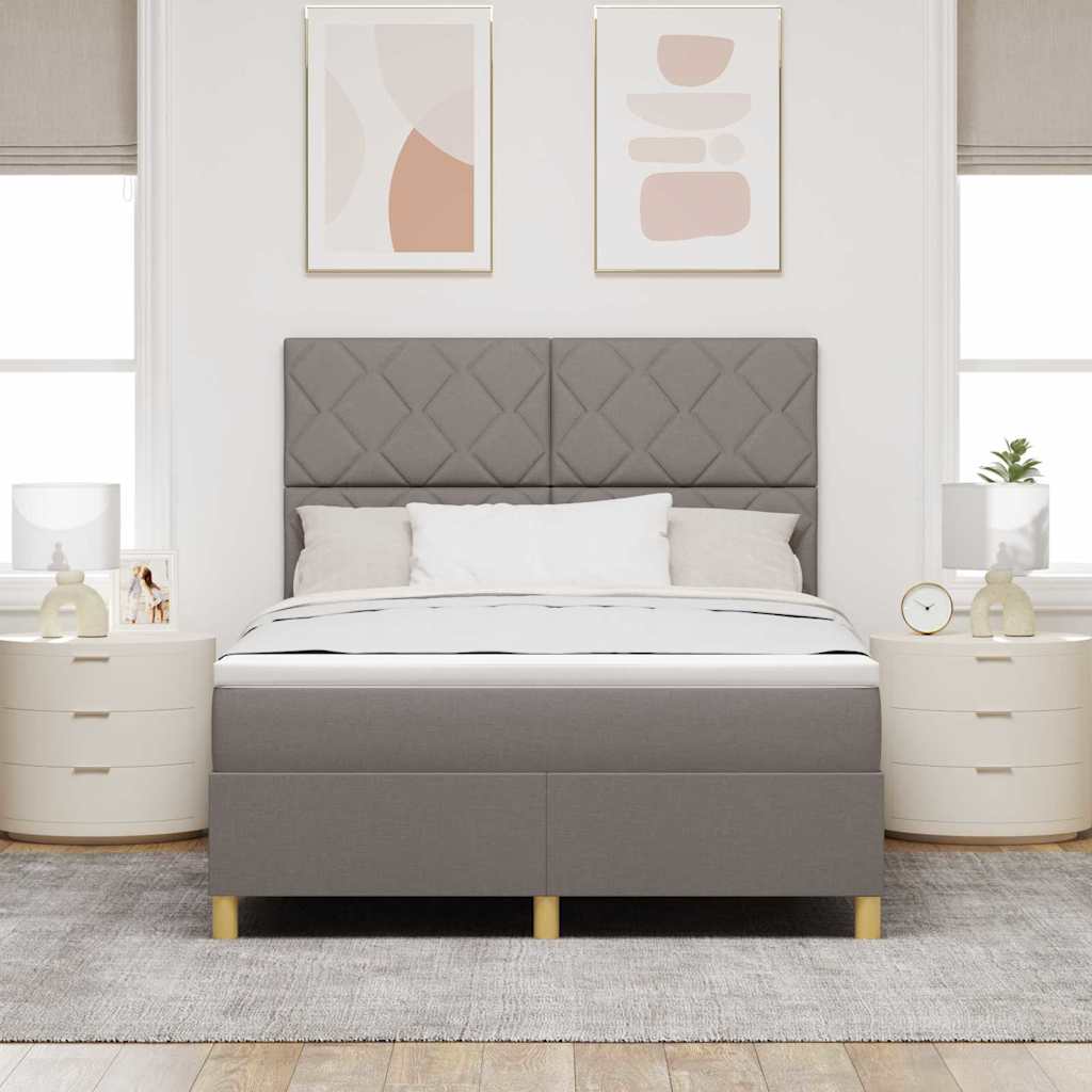Boxrugós ágy fejtámlával Tópszínű 140 x 200 cm szövet