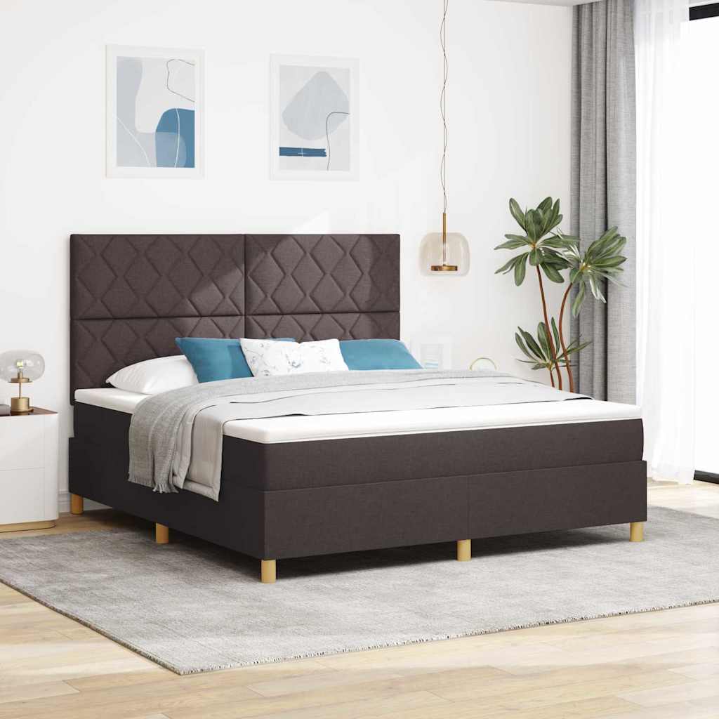 Boxrugós ágy matracmal Sötét Barna 180 x 200 cm szövet