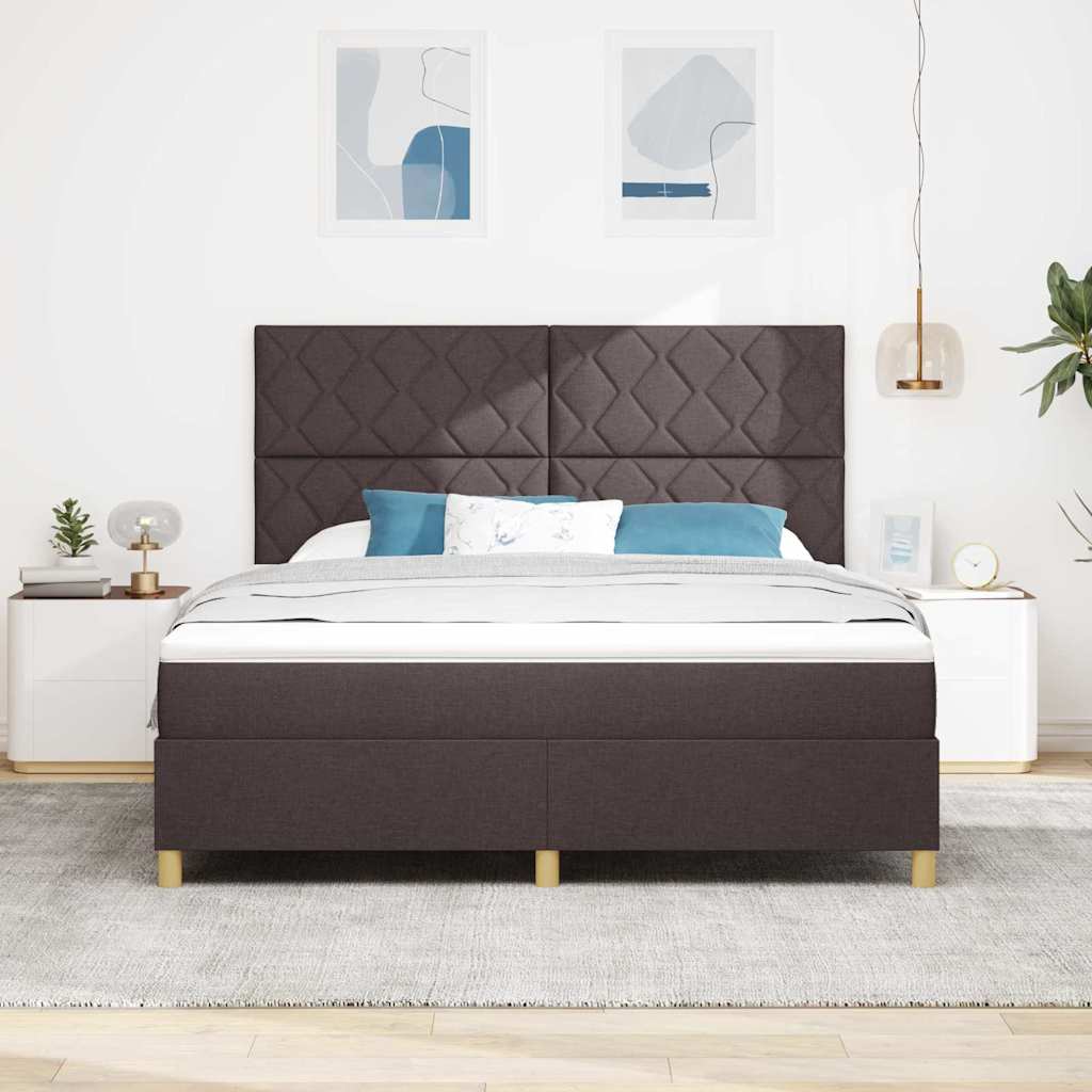 Boxrugós ágy matracmal Sötét Barna 180 x 200 cm szövet