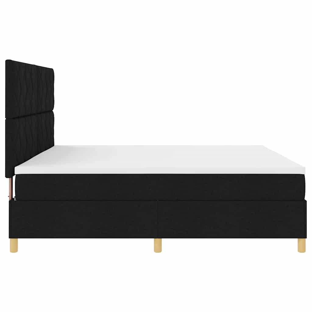 Boxrugós ágy matracmal fejtámlával Fekete 200 x 200 cm szövet