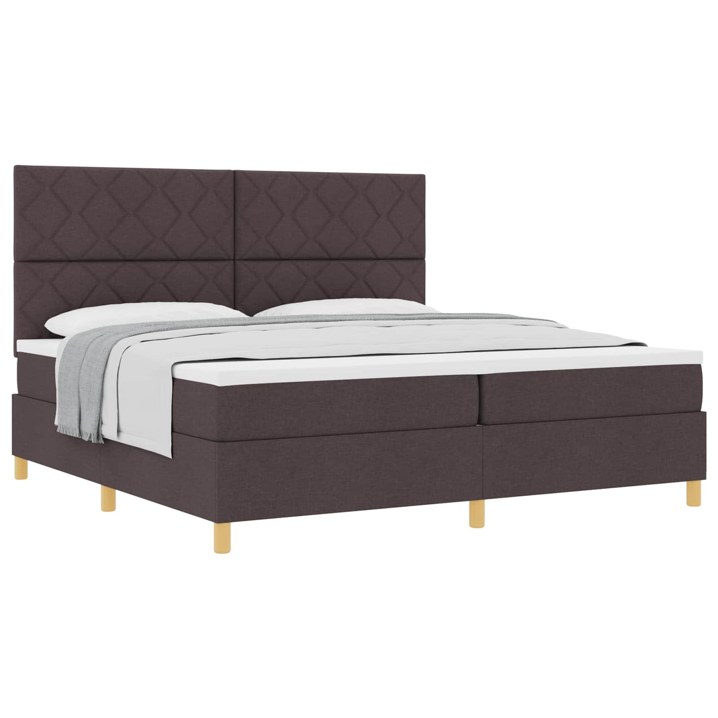 Boxrugós ágy fejtámlával Sötét Barna 200 x 200 cm szövet