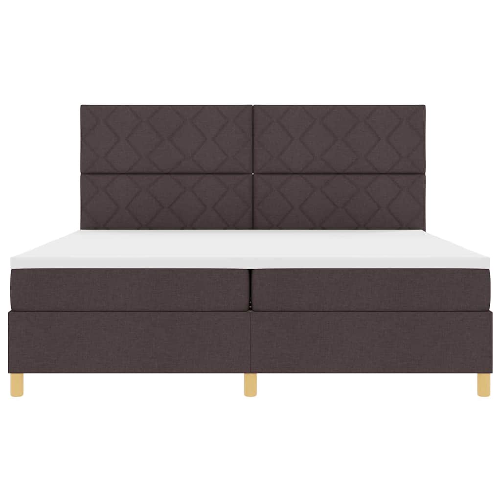 Boxrugós ágy fejtámlával Sötét Barna 200 x 200 cm szövet