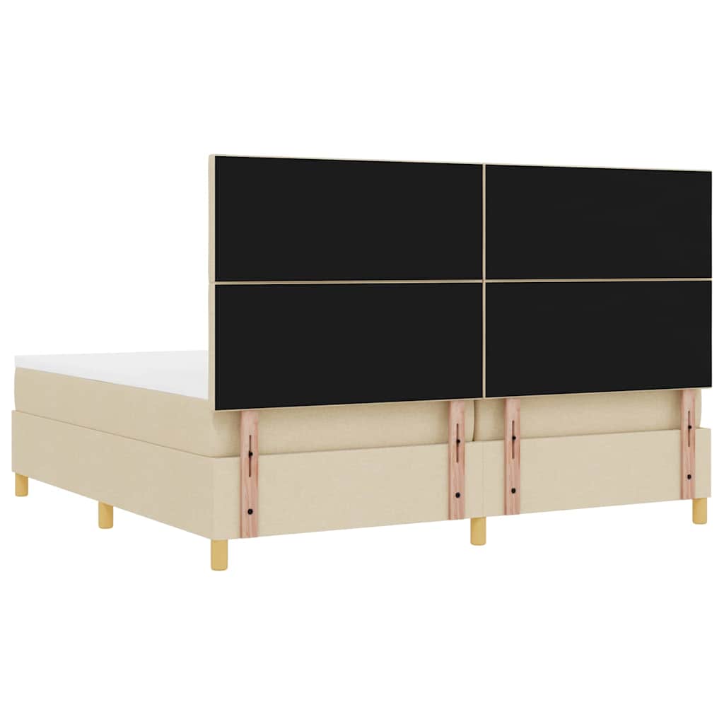 Boxrugós ágy fejtámlával Krém 200 x 200 cm szövet
