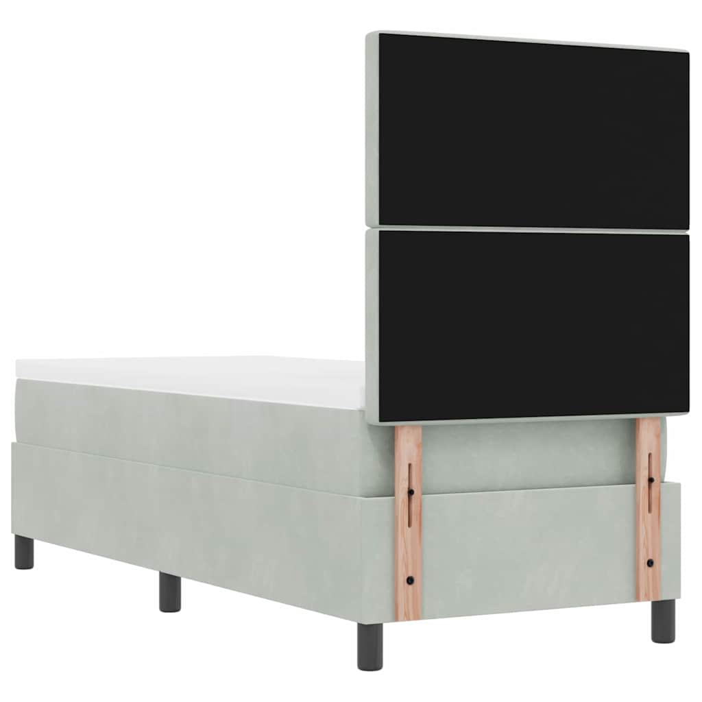 Boxrugós ágy matracmal Világosszürke 80 x 200 cm Bársony