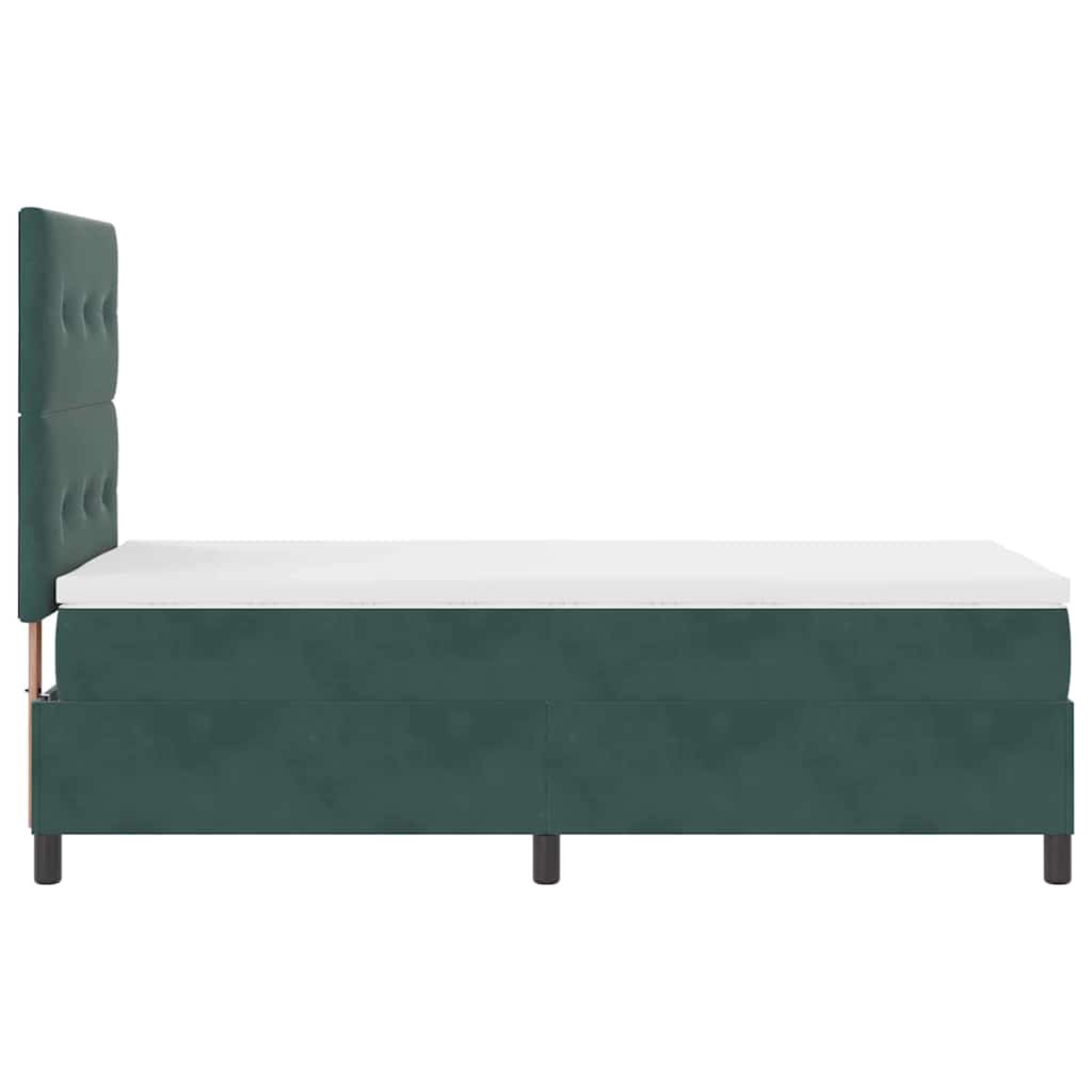 Boxrugós ágy fejtámlával Sötétzöld 80 x 200 cm Bársony
