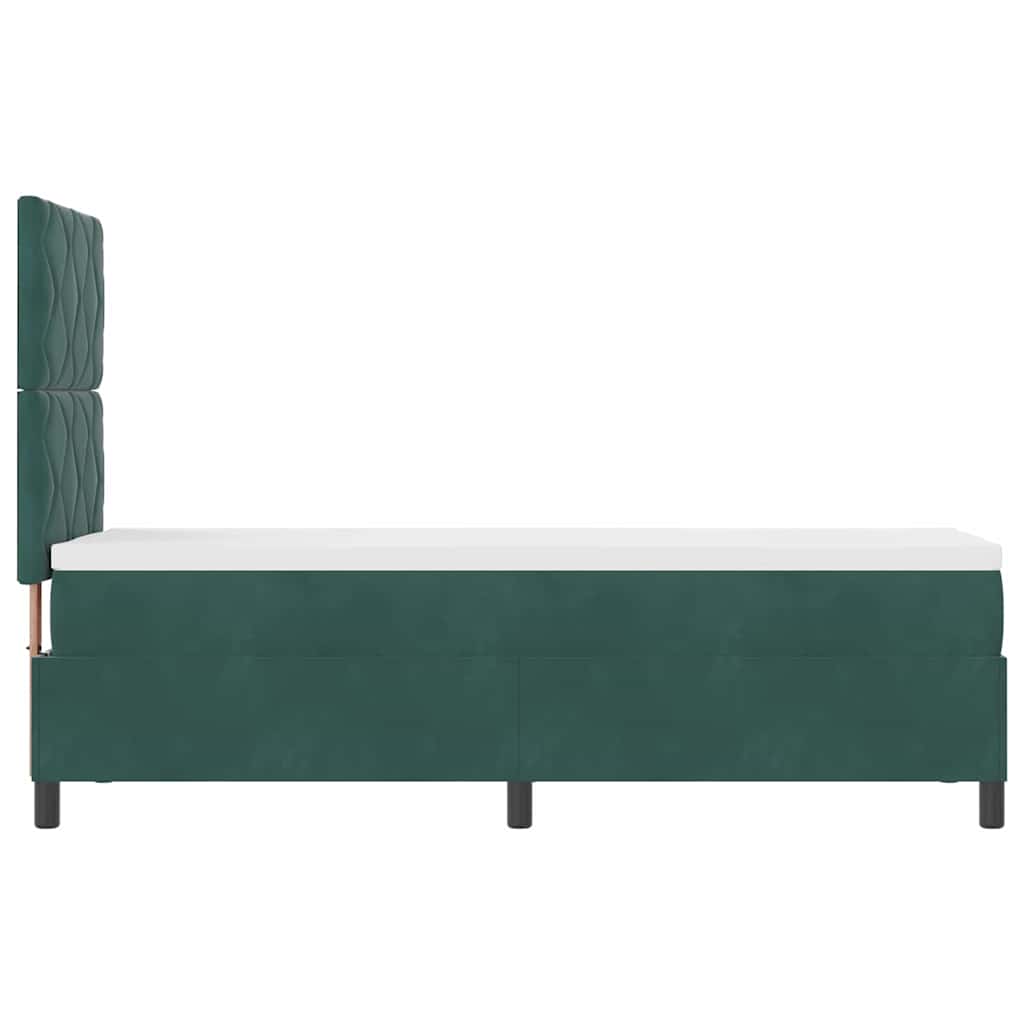 Boxrugós ágy fejtámlával Sötétzöld 80 x 200 cm Bársony