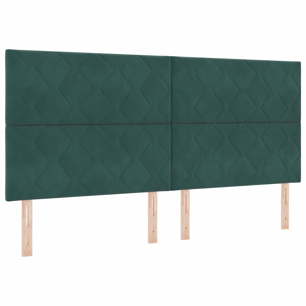 Boxrugós ágy fejtámlával Sötétzöld 200 x 200 cm Bársony