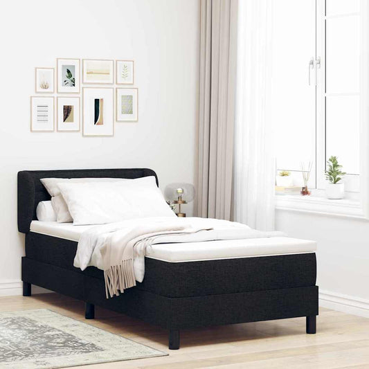Boxrugós ágy matracmal fejtámlával Fekete 80 x 200 cm szövet