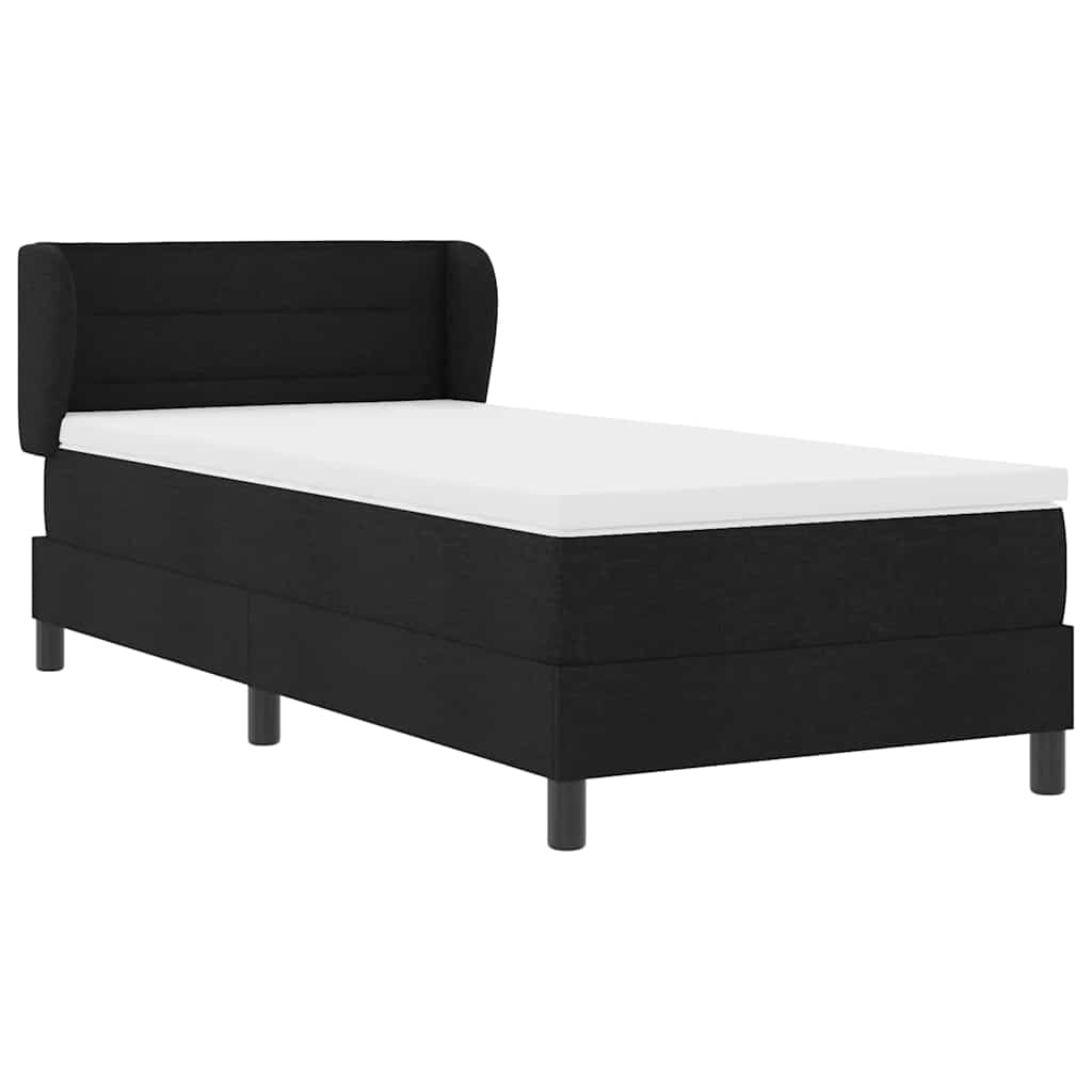 Boxrugós ágy matracmal fejtámlával Fekete 80 x 200 cm szövet