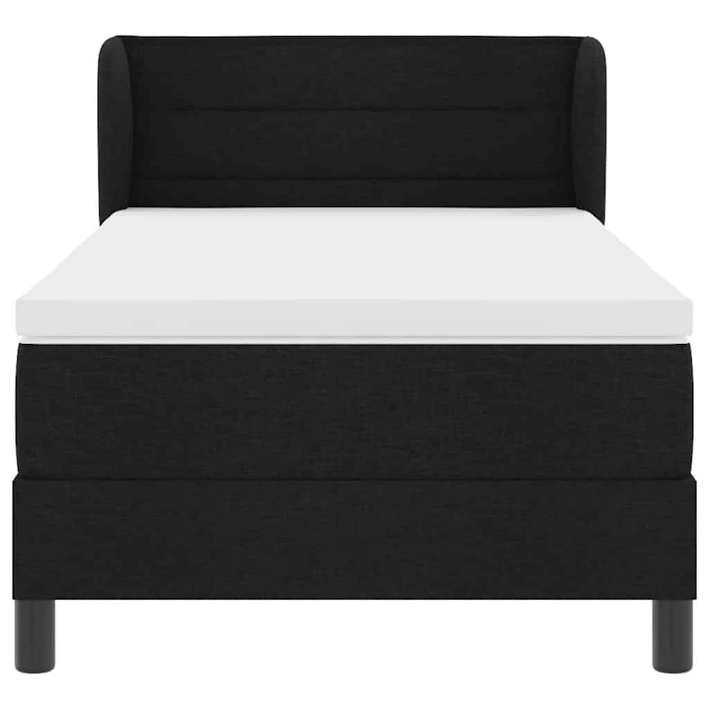 Boxrugós ágy matracmal fejtámlával Fekete 80 x 200 cm szövet