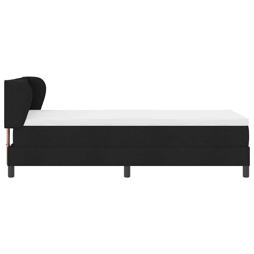 Boxrugós ágy matracmal fejtámlával Fekete 80 x 200 cm szövet