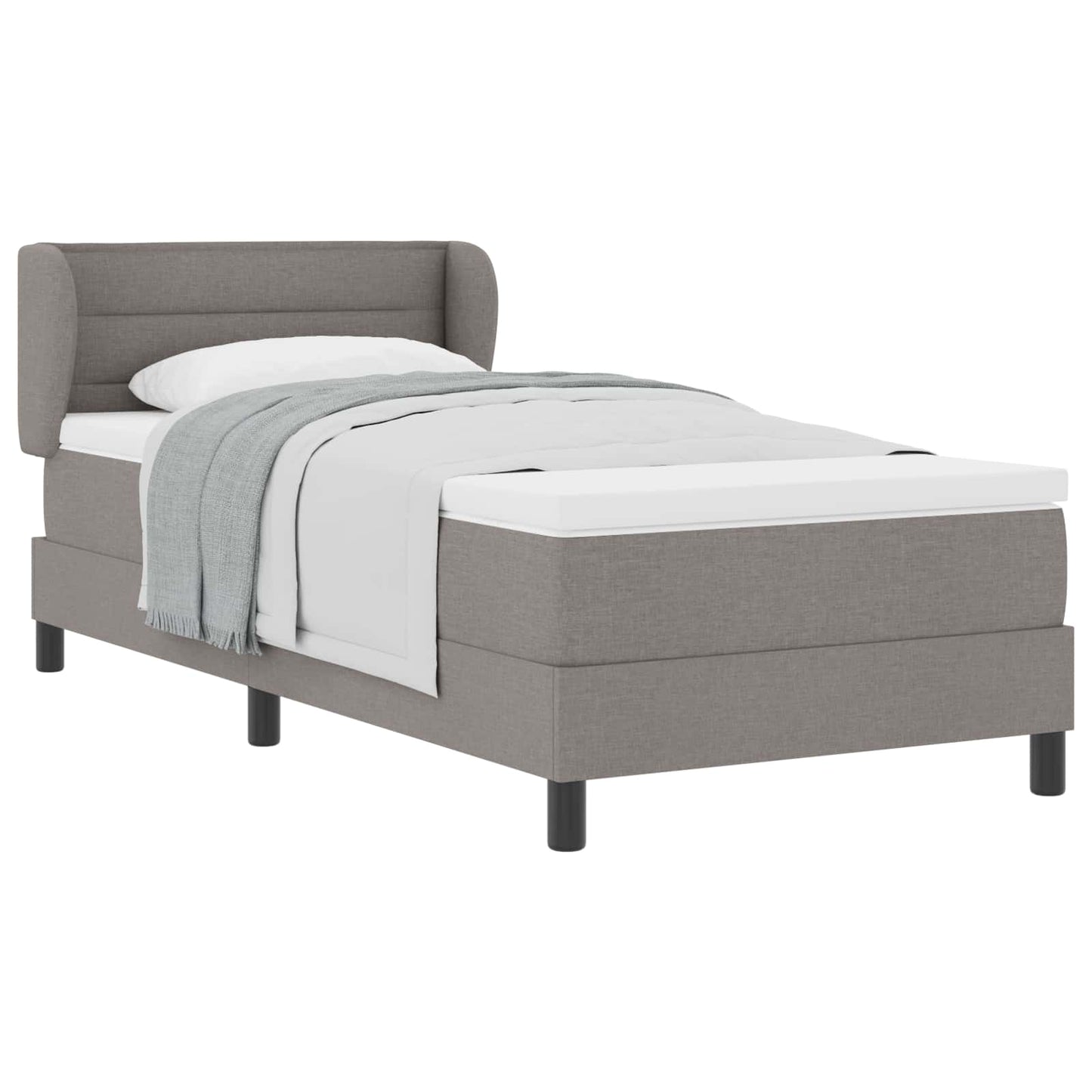 Boxrugós ágy matracmal fejtámlával Tópszínű 80 x 200 cm szövet