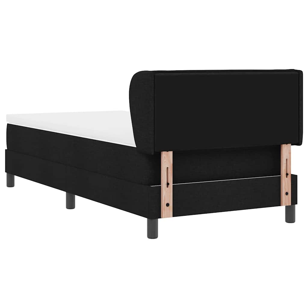 Boxrugós ágy matracmal fejtámlával Fekete 90 x 200 cm szövet