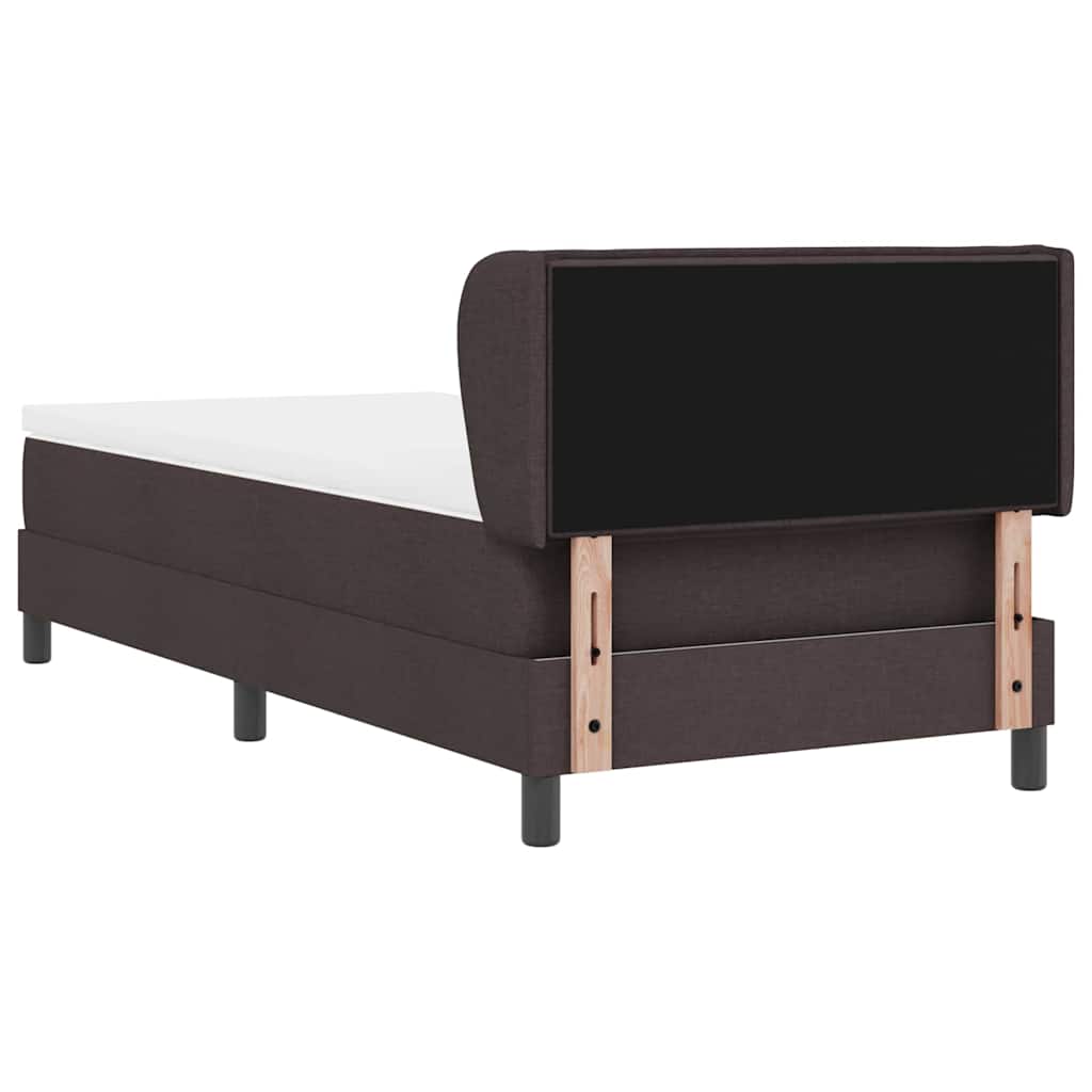 Boxrugós ágy fejtámlával Sötét Barna 90 x 200 cm szövet