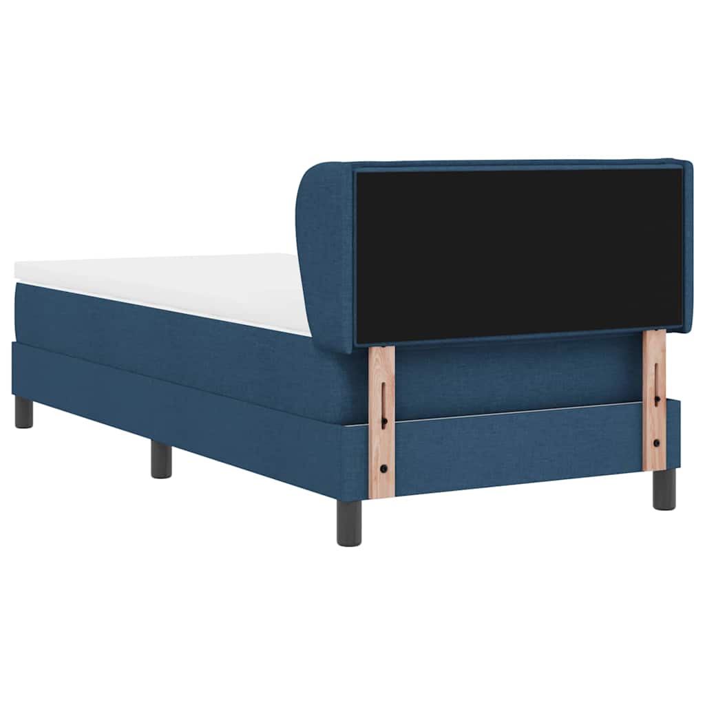 Boxrugós ágy matracmal fejtámlával Kék 100 x 200 cm szövet