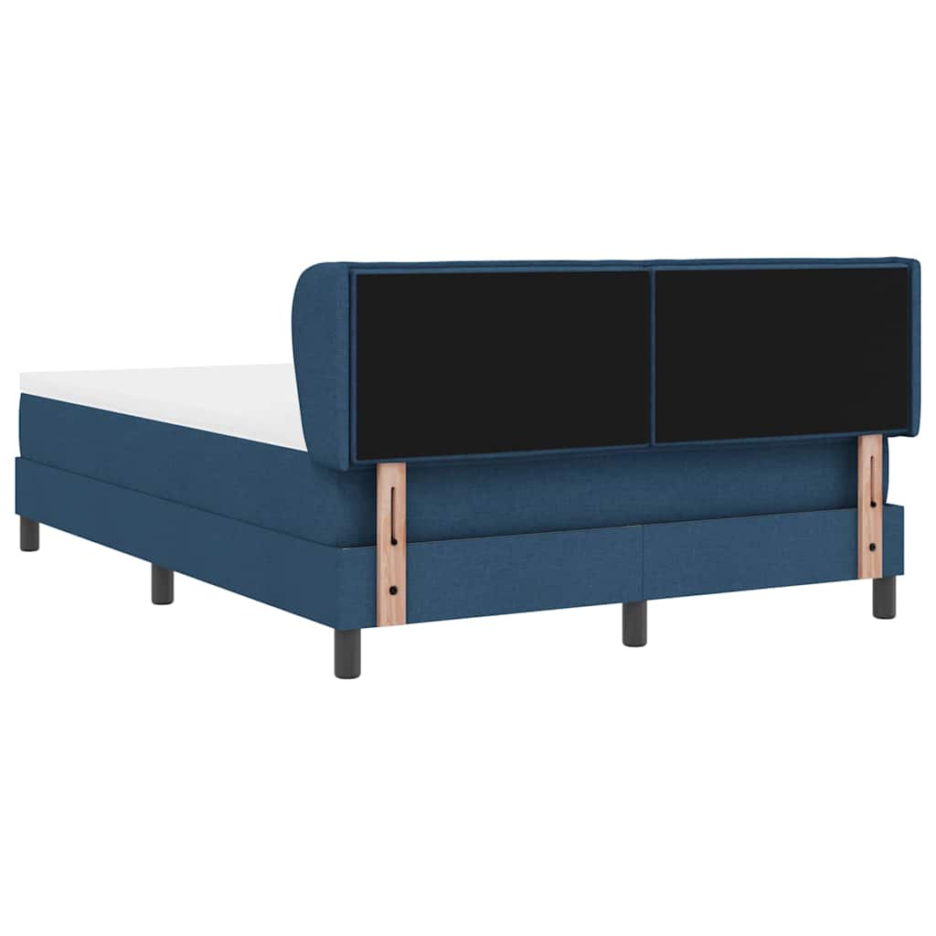 Boxrugós ágy matracmal fejtámlával Kék 140 x 190 cm szövet