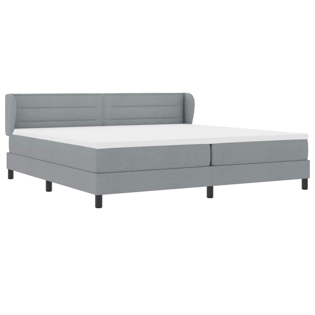 Boxrugós ágy matracmal Világosszürke 200 x 200 cm szövet