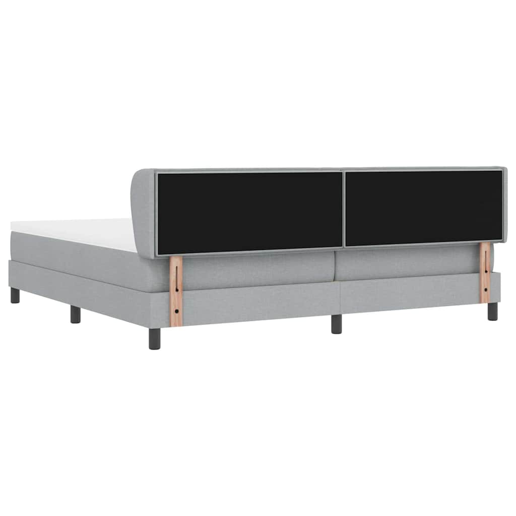 Boxrugós ágy matracmal Világosszürke 200 x 200 cm szövet
