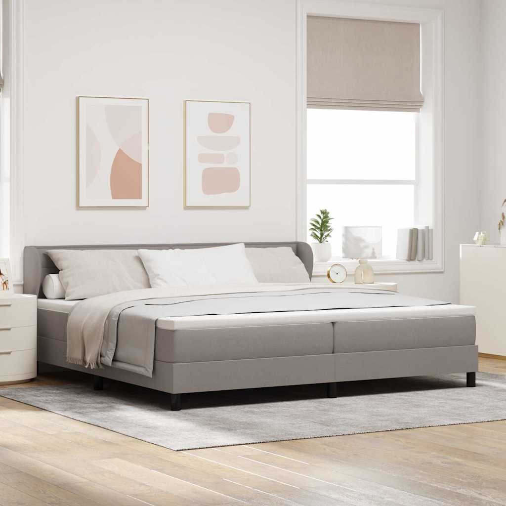 Boxrugós ágy matracmal fejtámlával Tópszínű 200 x 200 cm szövet