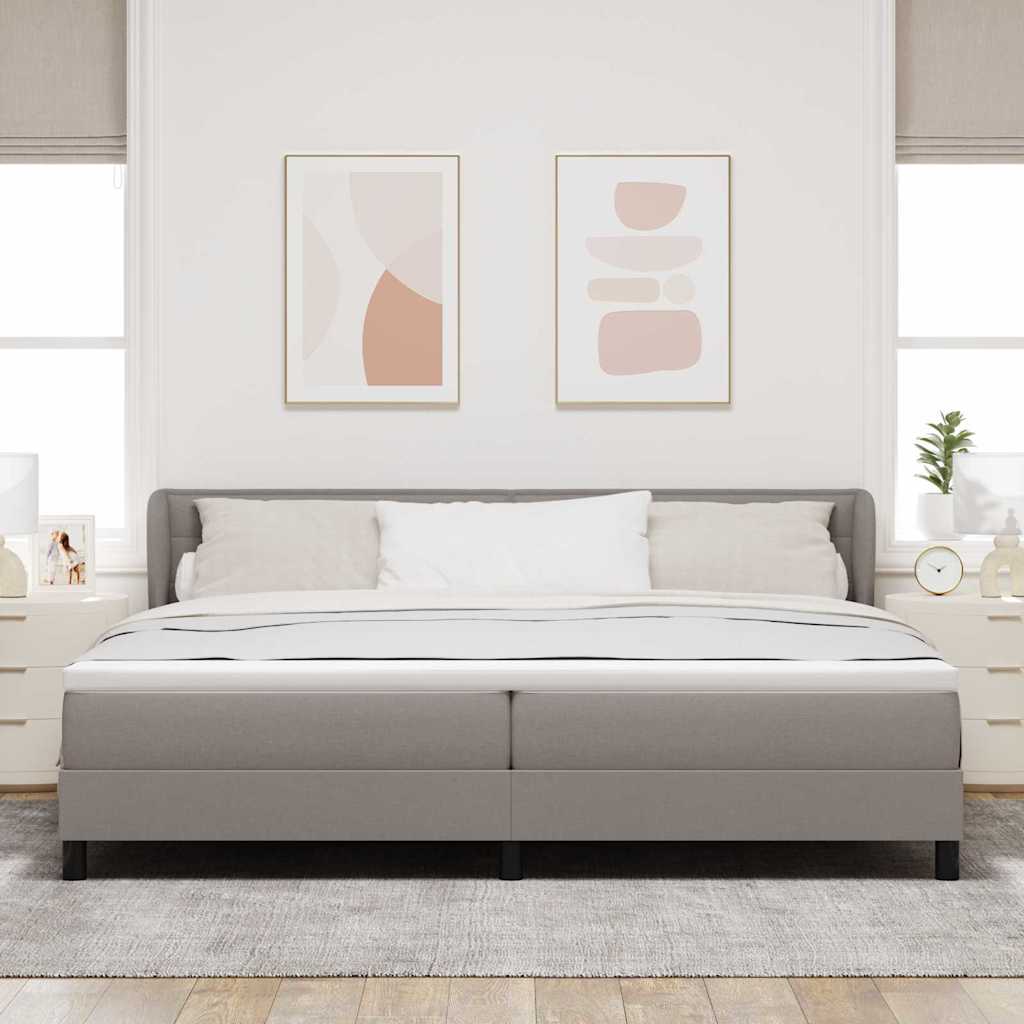 Boxrugós ágy matracmal fejtámlával Tópszínű 200 x 200 cm szövet