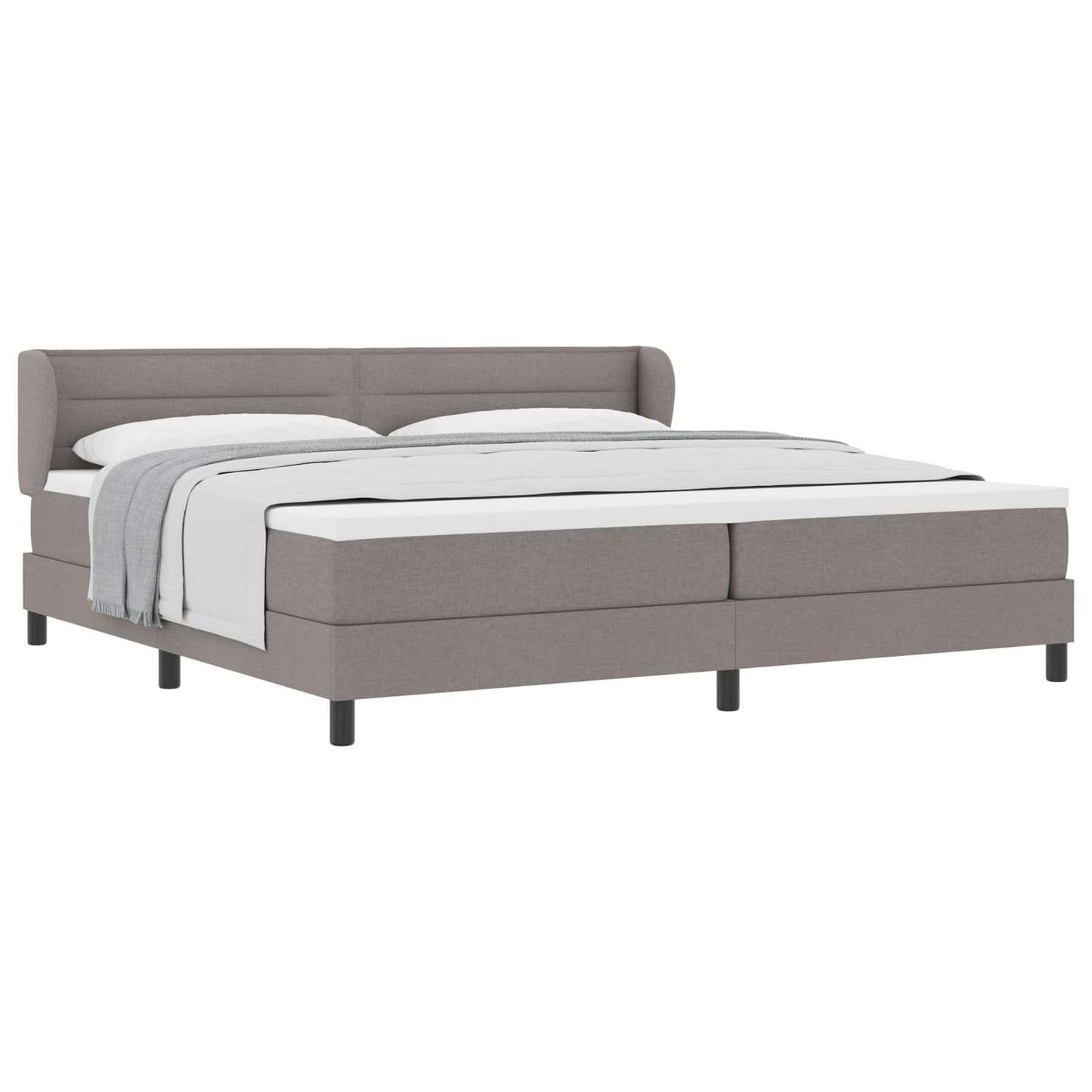 Boxrugós ágy matracmal fejtámlával Tópszínű 200 x 200 cm szövet