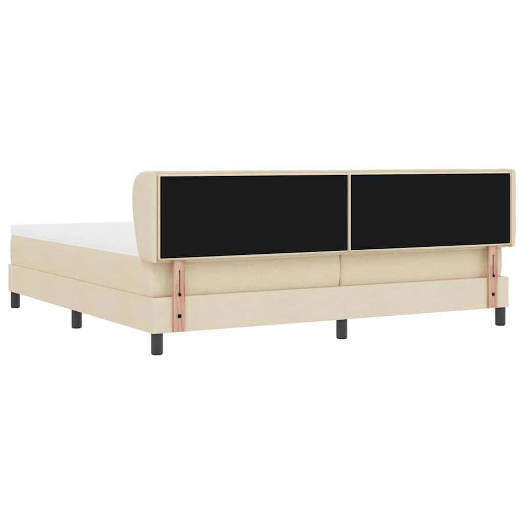 Boxrugós ágy matracmal fejtámlával Krém 200 x 200 cm szövet