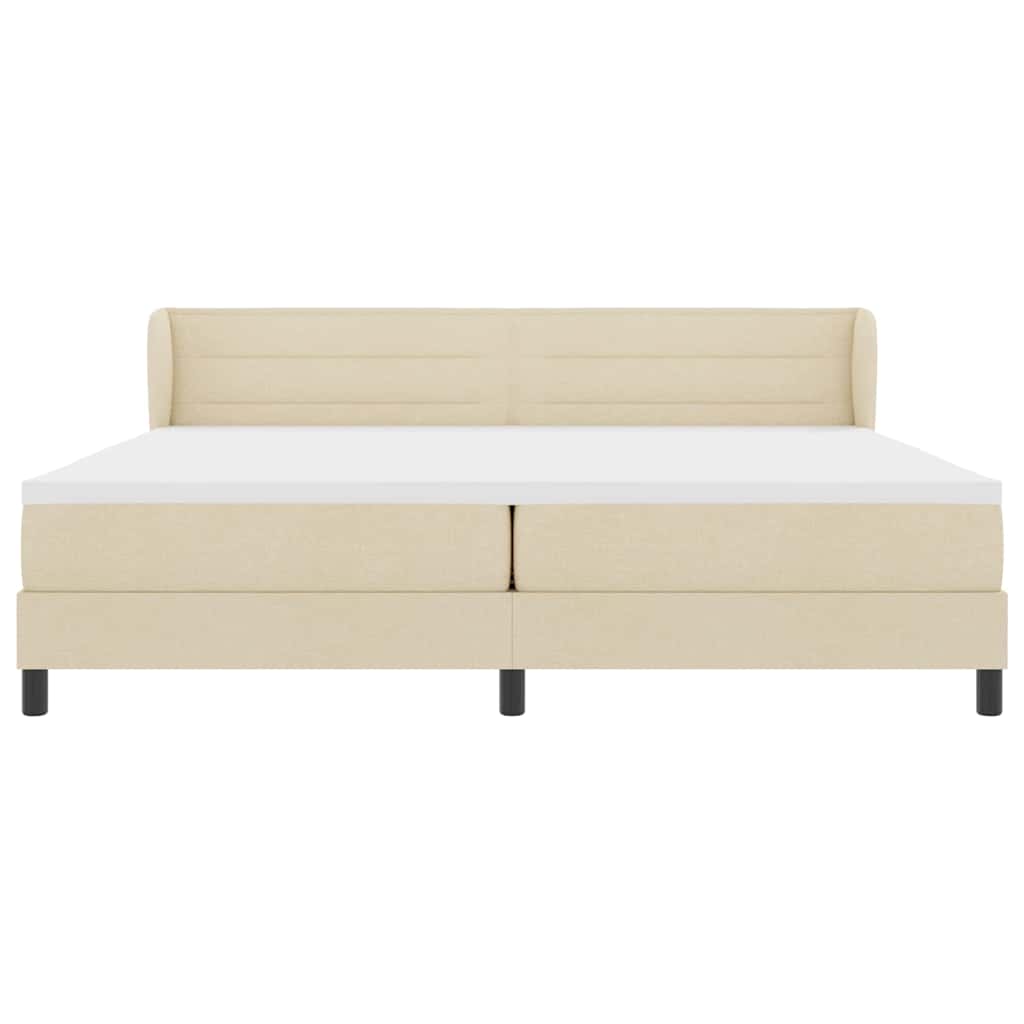 Boxrugós ágy matracmal fejtámlával Krém 200 x 200 cm szövet