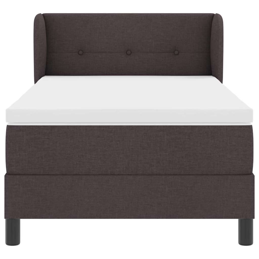 Boxrugós ágy fejtámlával Sötét Barna 90 x 200 cm szövet