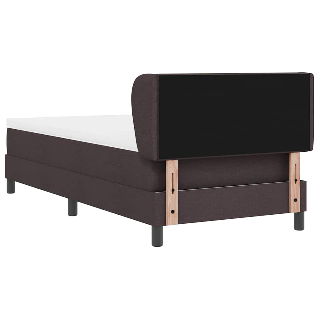 Boxrugós ágy fejtámlával Sötét Barna 100 x 200 cm szövet