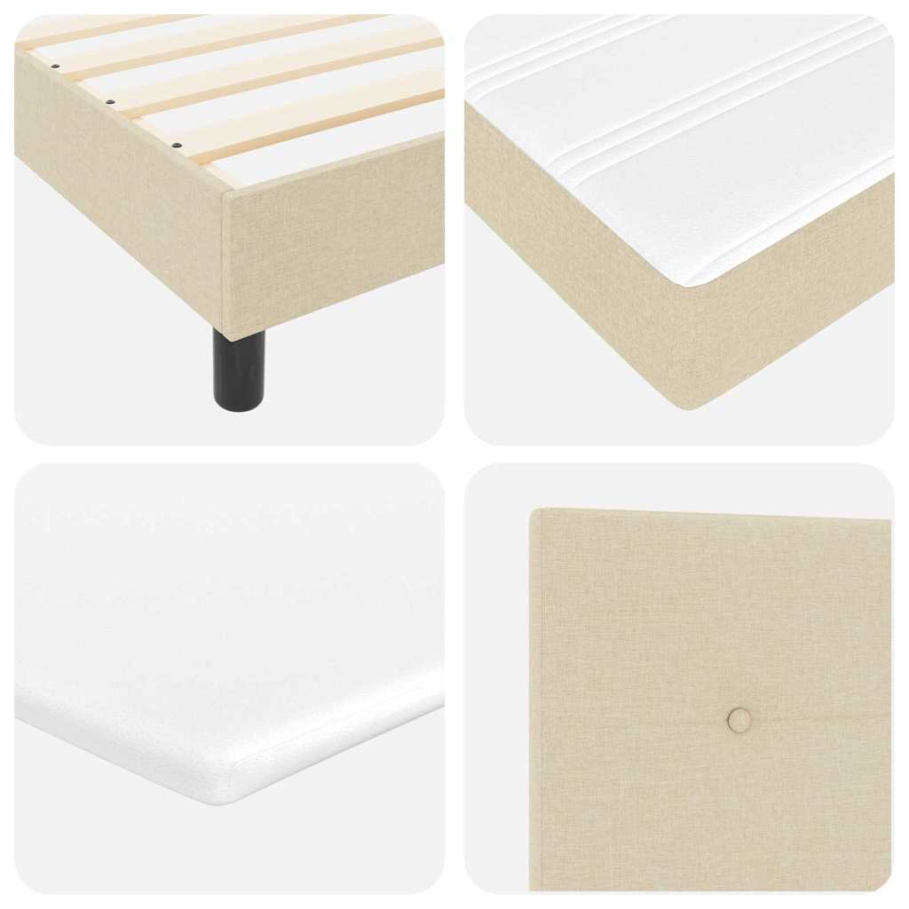 Boxrugós ágy fejtámlával Krém 160 x 200 cm szövet