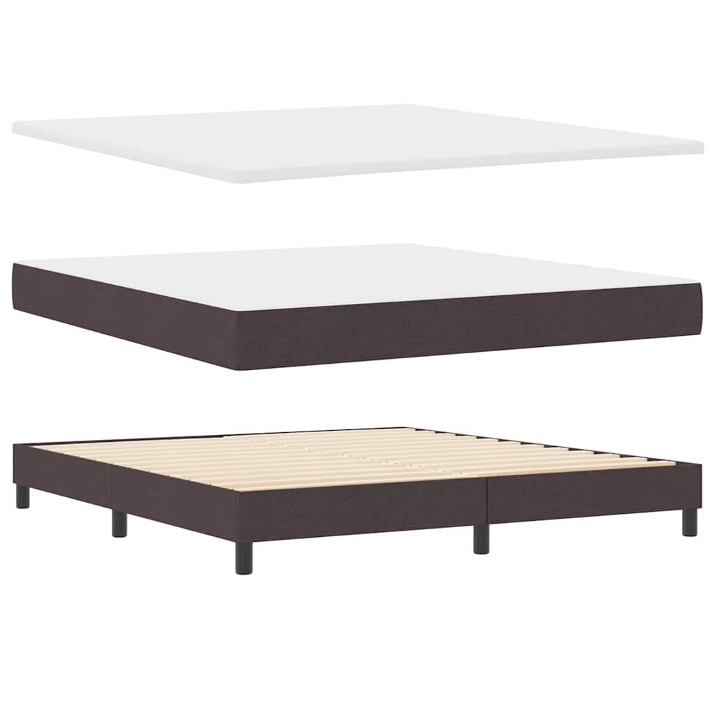 Boxrugós ágy fejtámlával Sötét Barna 180 x 200 cm szövet