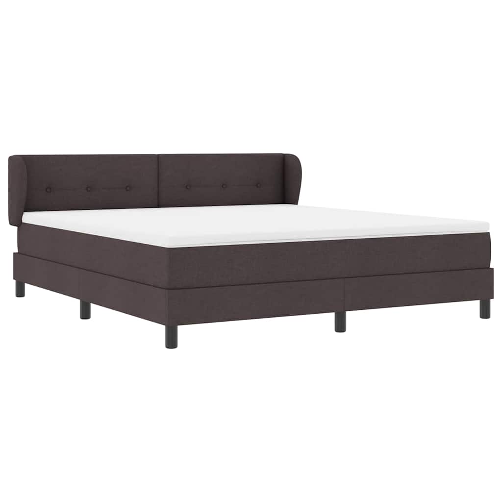 Boxrugós ágy fejtámlával Sötét Barna 180 x 200 cm szövet