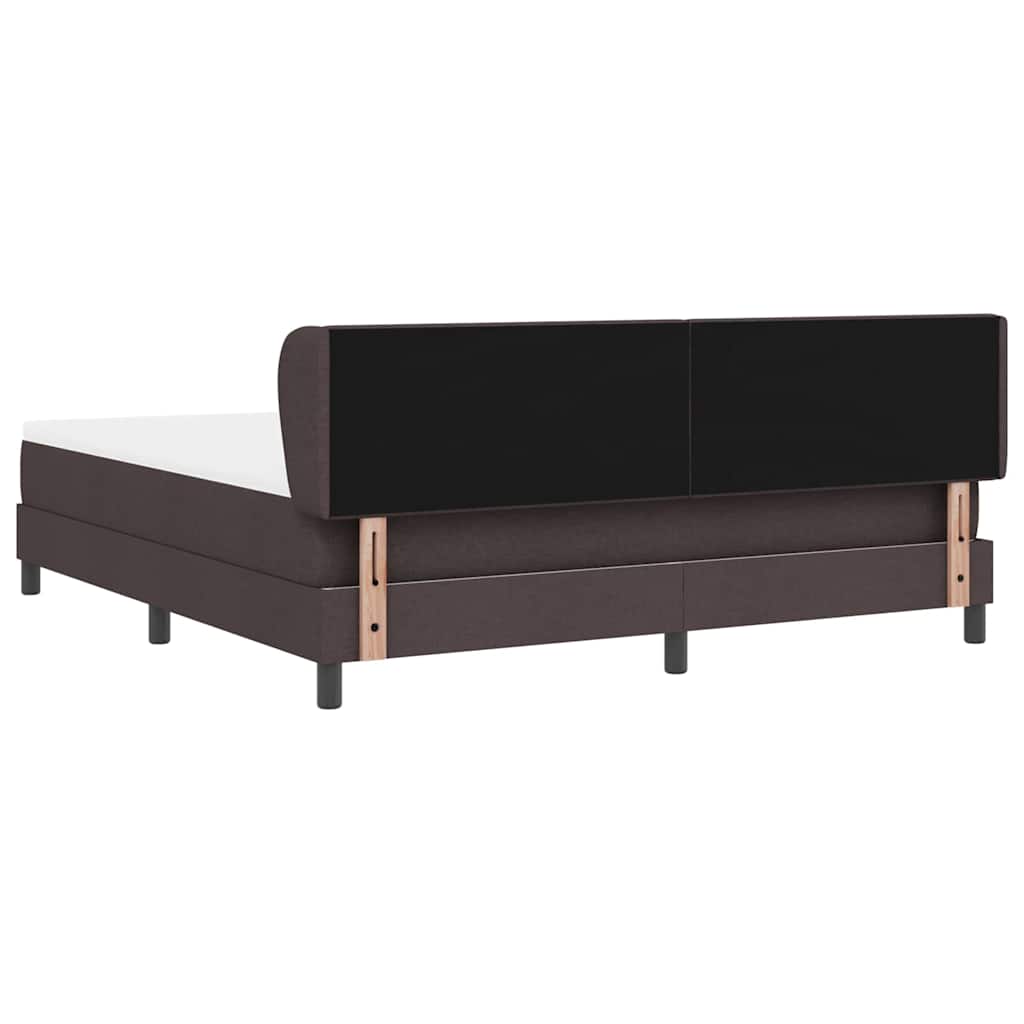 Boxrugós ágy fejtámlával Sötét Barna 180 x 200 cm szövet