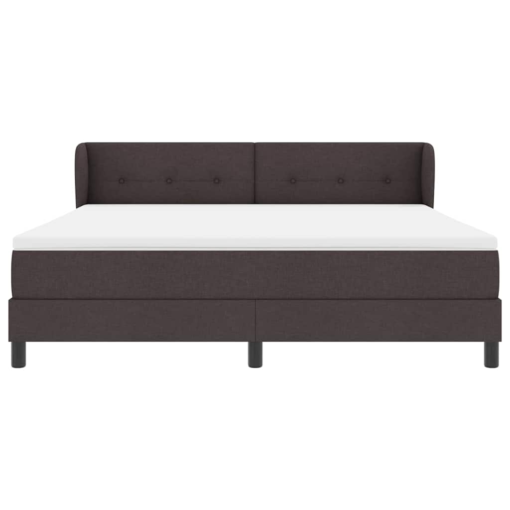 Boxrugós ágy fejtámlával Sötét Barna 180 x 200 cm szövet