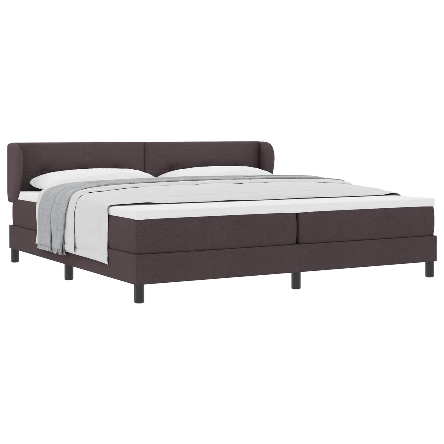 Boxrugós ágy fejtámlával Sötét Barna 200 x 200 cm szövet