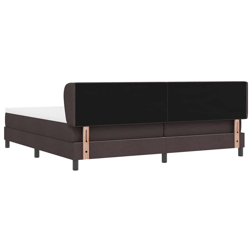 Boxrugós ágy fejtámlával Sötét Barna 200 x 200 cm szövet