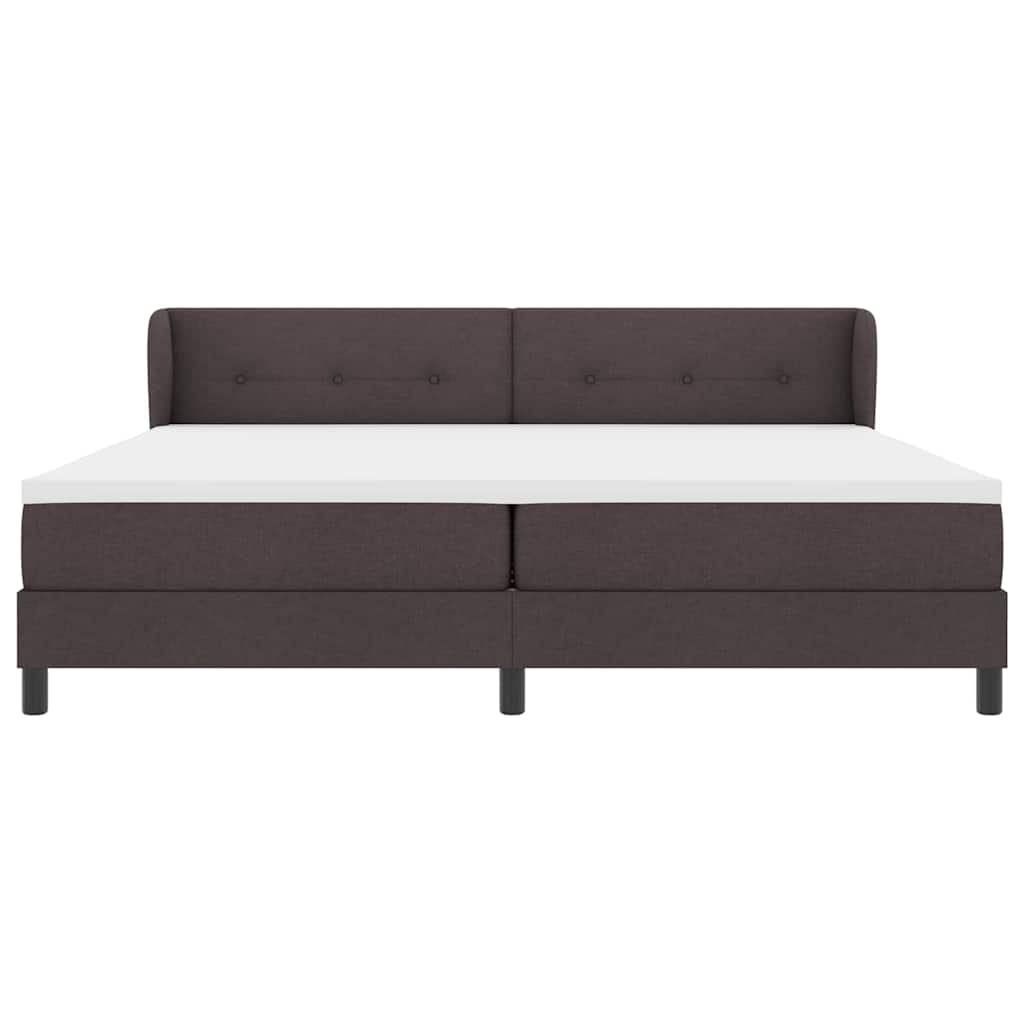 Boxrugós ágy fejtámlával Sötét Barna 200 x 200 cm szövet