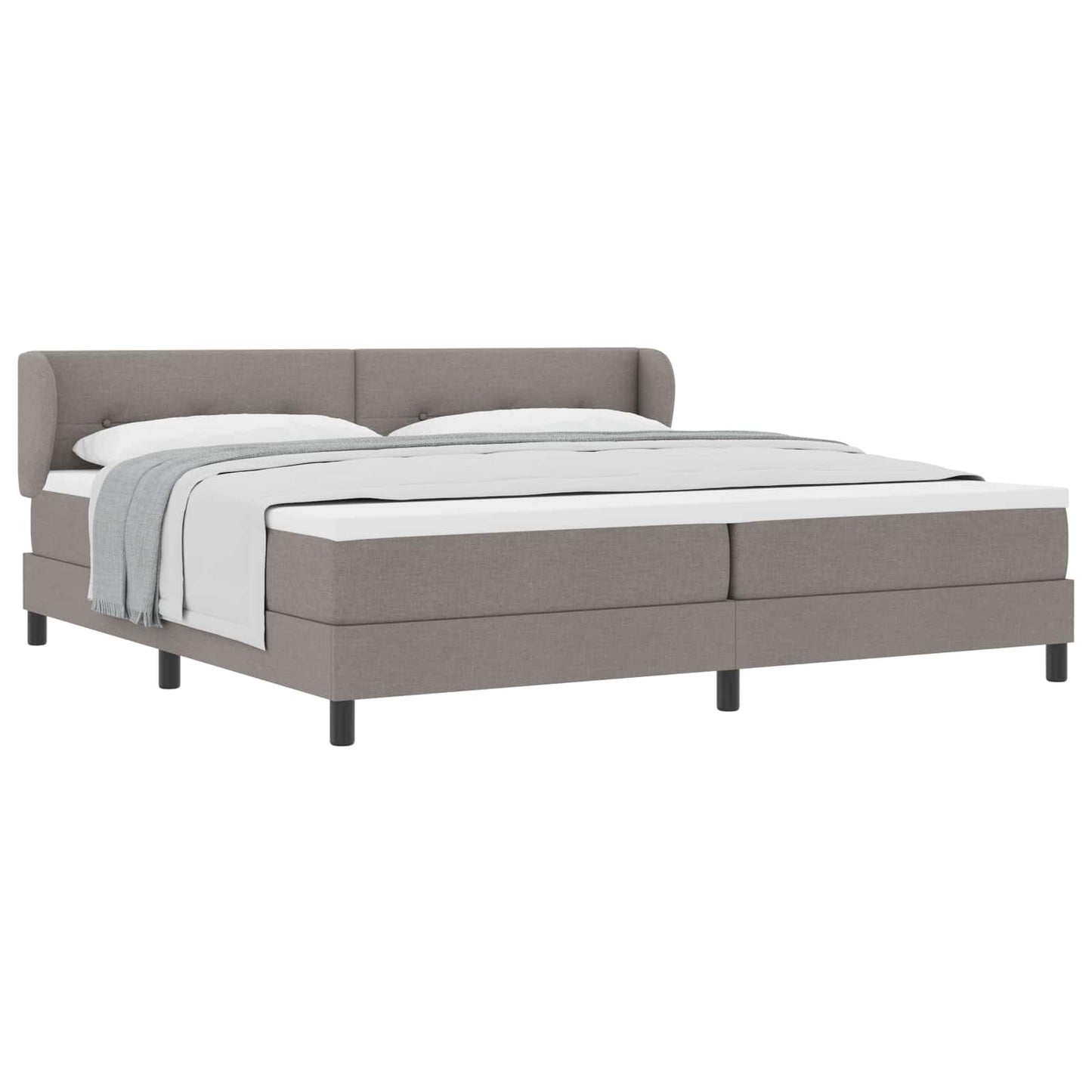 Boxrugós ágy fejtámlával Tópszínű 200 x 200 cm szövet
