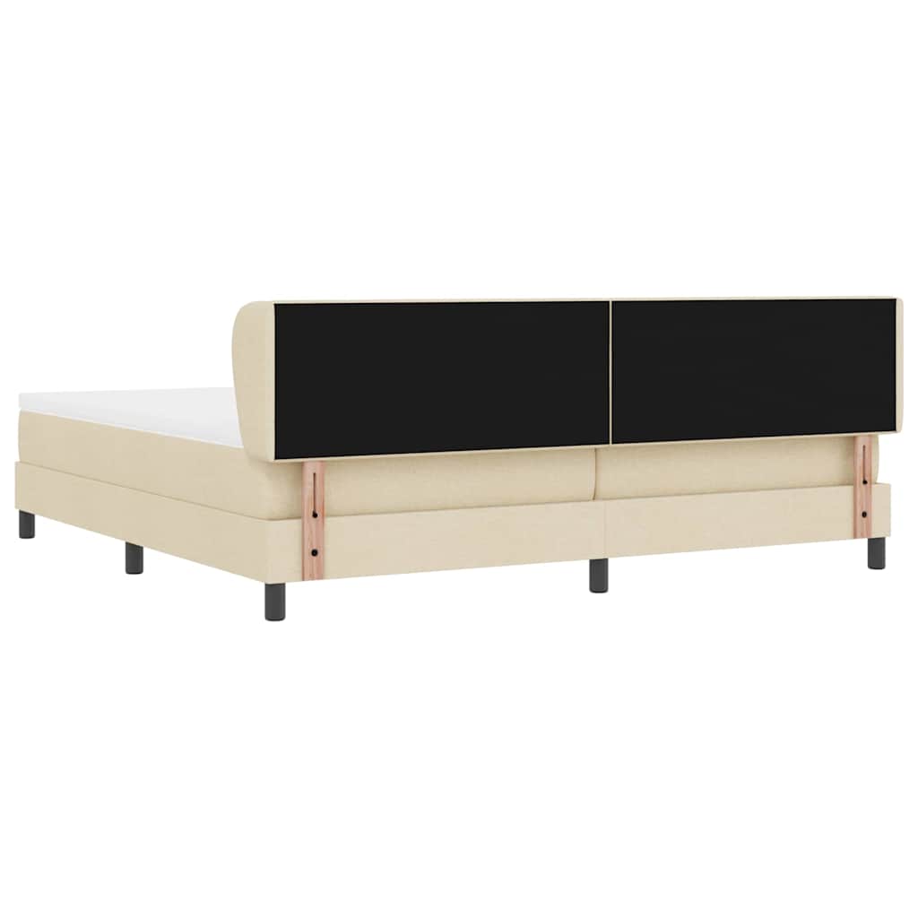 Boxrugós ágy fejtámlával Krém 200 x 200 cm szövet