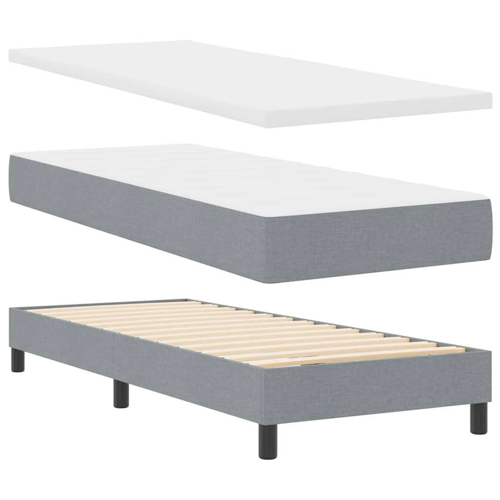 Boxrugós ágy matracmal Világosszürke 80 x 200 cm szövet