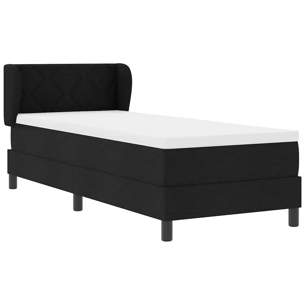Boxrugós ágy matracmal fejtámlával Fekete 80 x 200 cm szövet