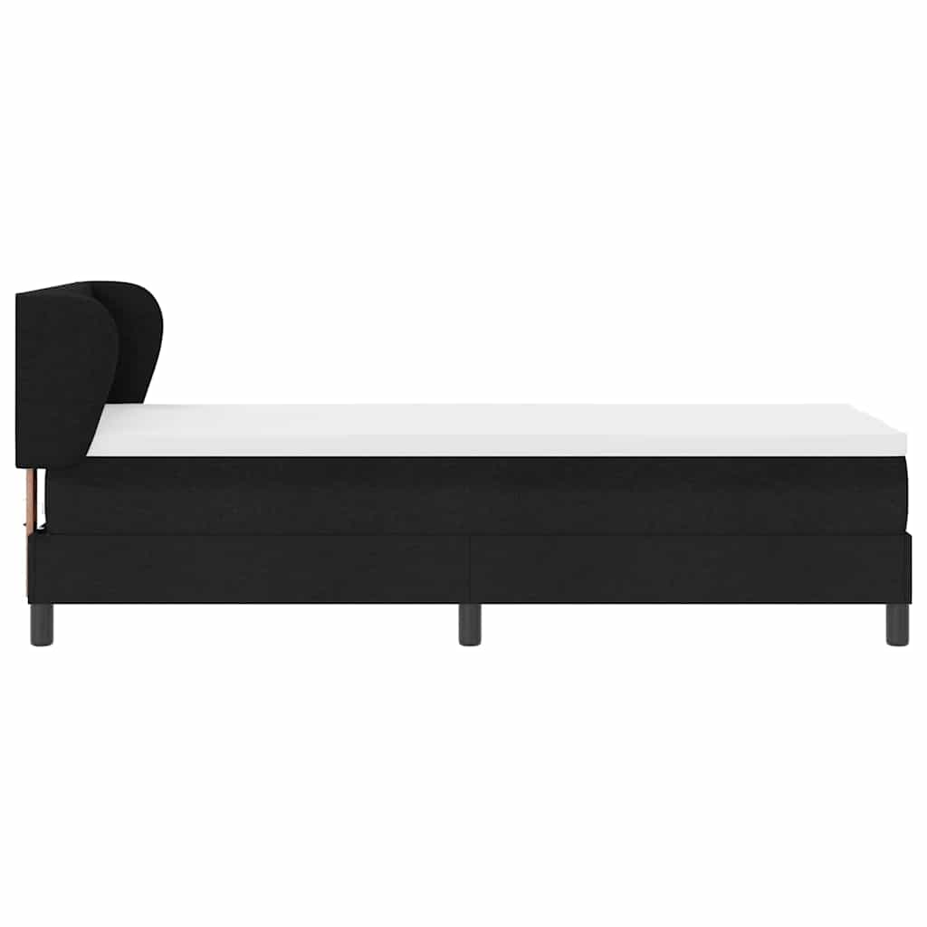 Boxrugós ágy matracmal fejtámlával Fekete 80 x 200 cm szövet