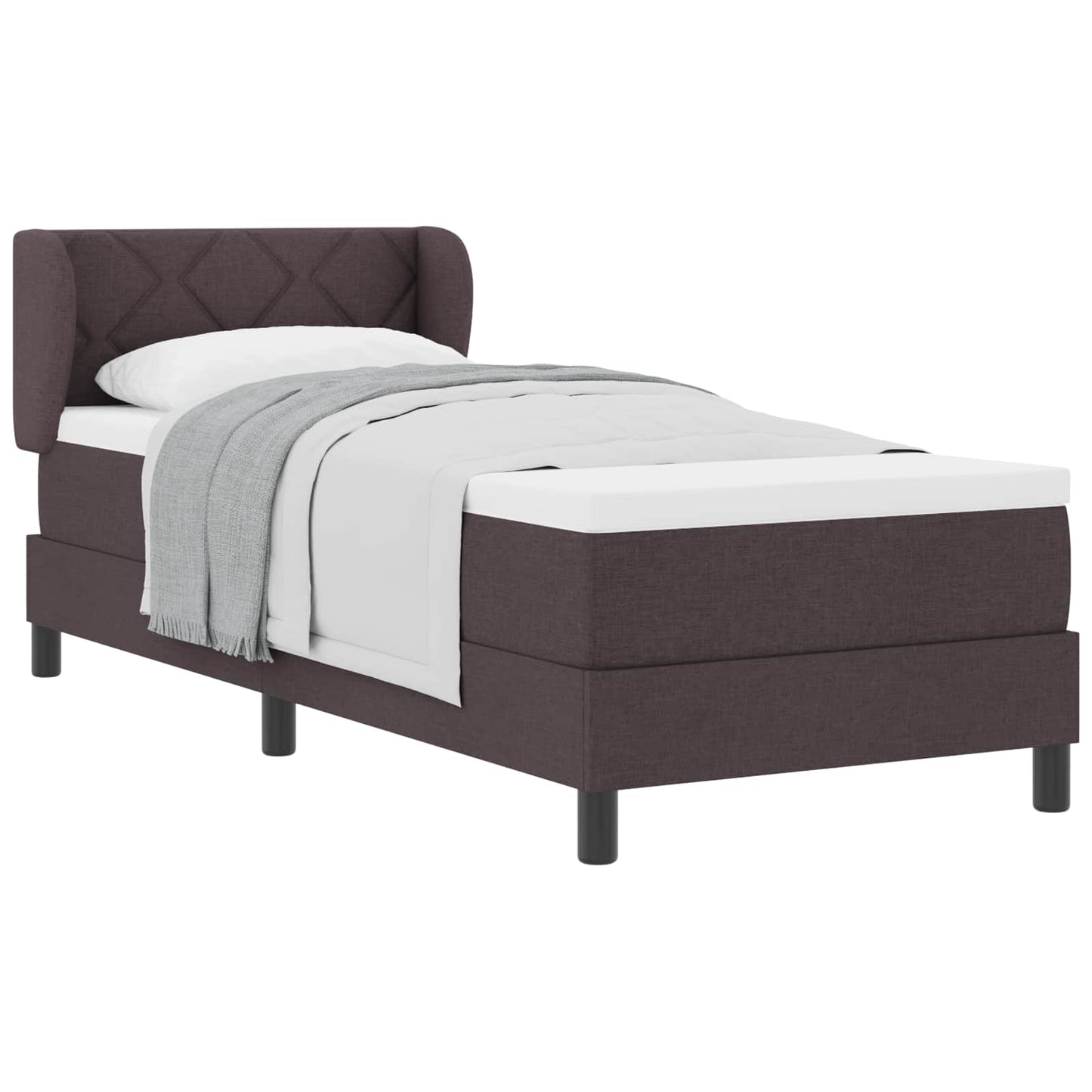 Boxrugós ágy fejtámlával Sötét Barna 80 x 200 cm szövet