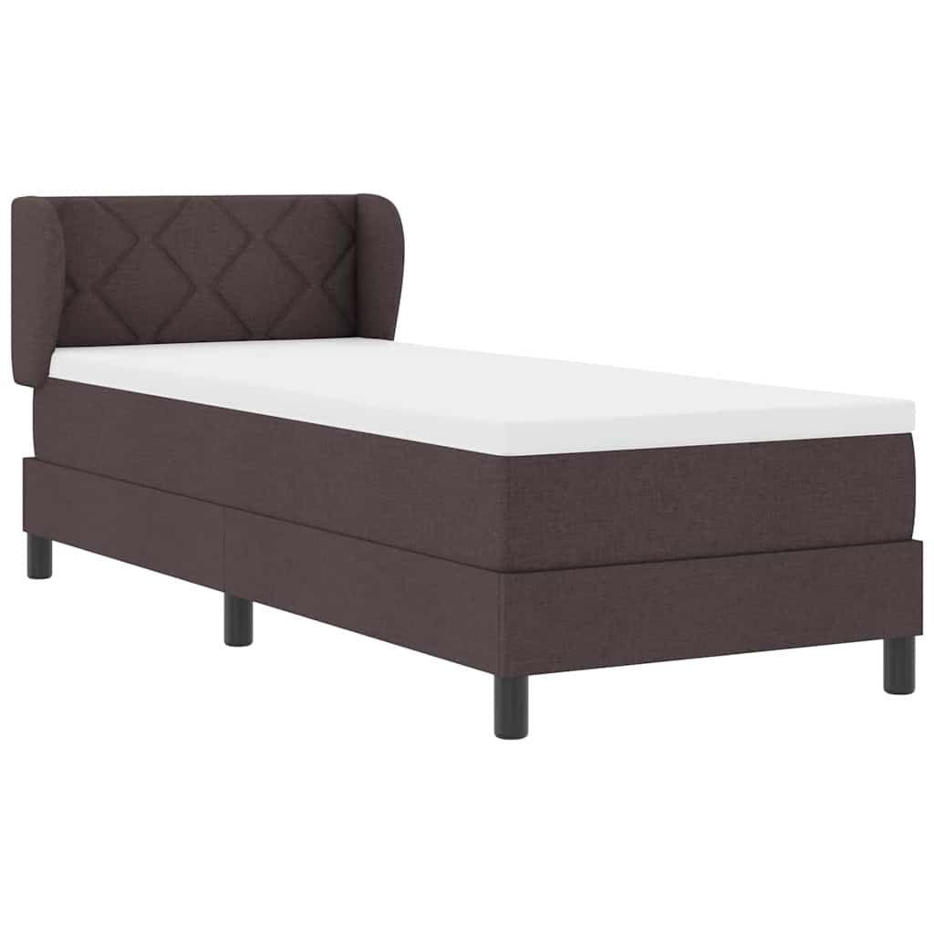 Boxrugós ágy fejtámlával Sötét Barna 80 x 200 cm szövet