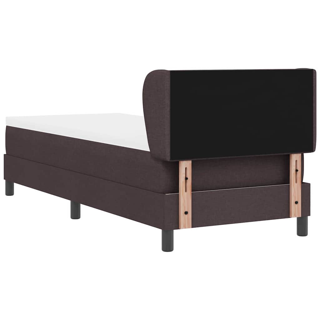 Boxrugós ágy fejtámlával Sötét Barna 80 x 200 cm szövet