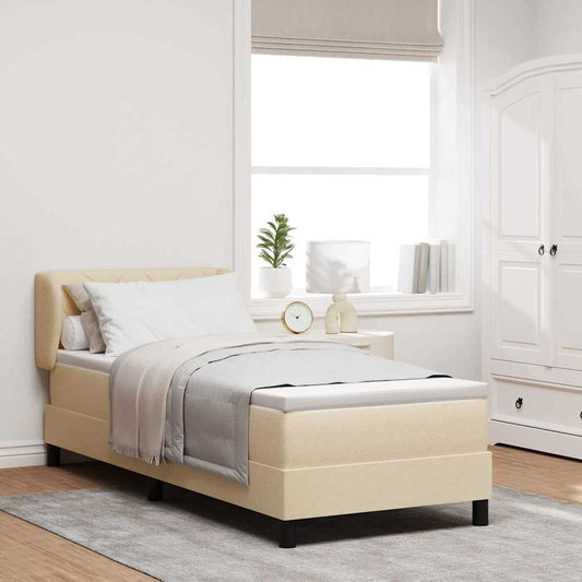 Boxrugós ágy matracmal fejtámlával Krém 80 x 200 cm szövet