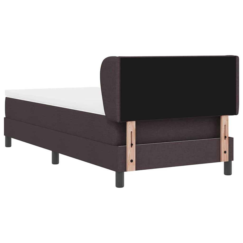 Boxrugós ágy fejtámlával Sötét Barna 90 x 200 cm szövet