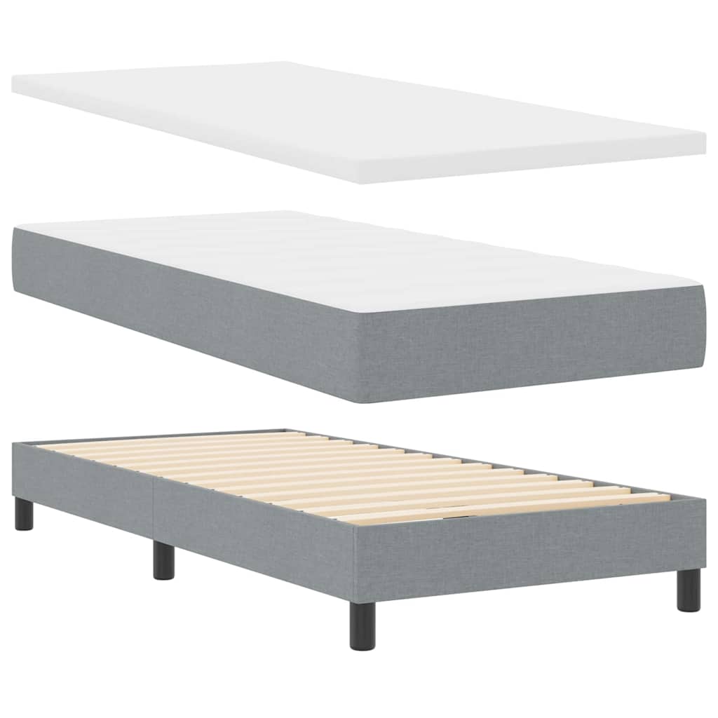 Boxrugós ágy fejtámlával Világosszürke 100 x 200 cm szövet